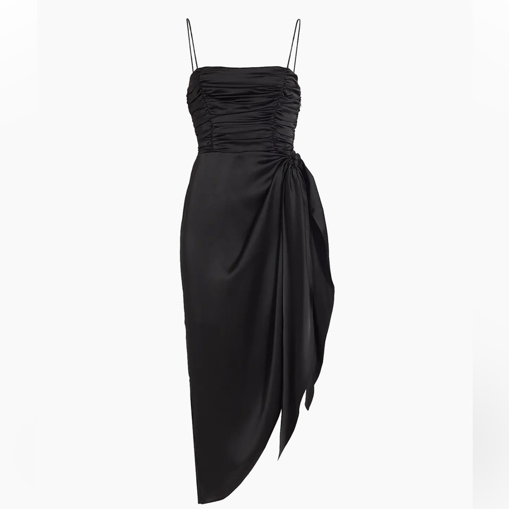 Wayf Black Asymmetrical Ruched Cocktail Dress